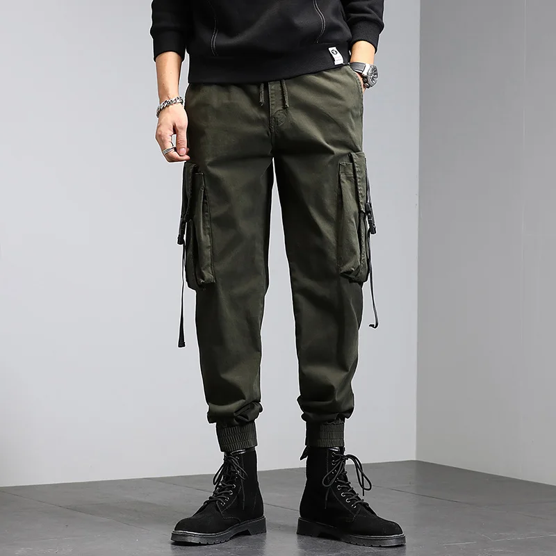 Single Road Mens Cargo Pants Men 2022 Baggy Hip Hop Ribbon Fashion Techwear Joggers Male Trousers Streetwear Casual Pants Men black khaki pants