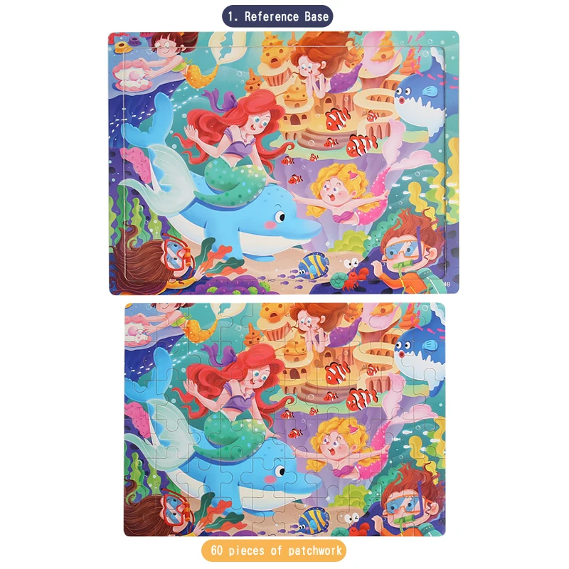 Jigsaw Puzzles Wooden Jigsaw Puzzles Wooden Puzzle Toys Educational Puzzles Wooden Kidsren's Early Education Educational Puzzle Toys 60 Pieces with Base Plate for Easy Storage Multiple Cartoon Themes