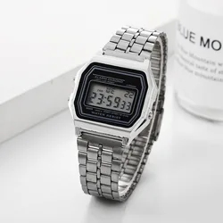 Unisex Vintage LED Digital Sports Wristwatch - Gold/Silver/Black (Sliver)