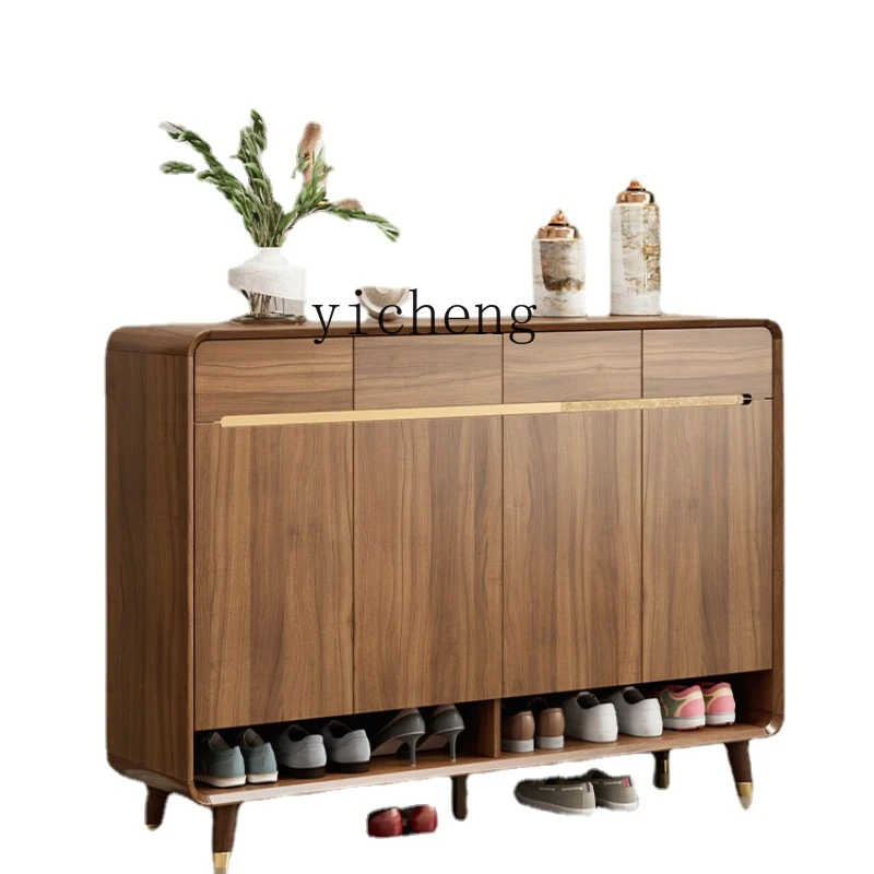 

Zc Shoe Cabinet Door Household Solid Wood Shoe Cabinet Entrance Cabinet Integrated Large Capacity Storage Locker