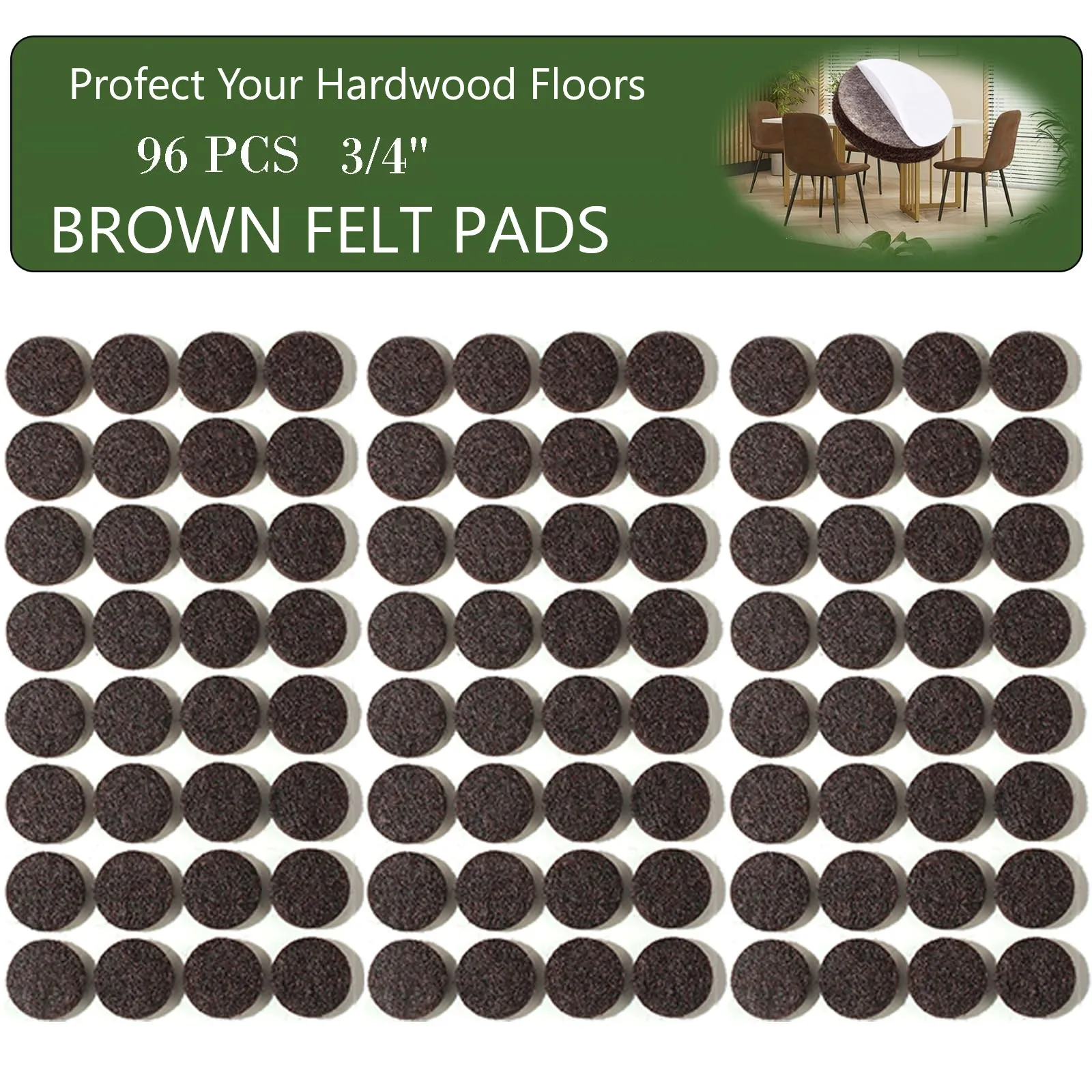 Felt Furniture Pads,  Felt Pads for Hardwood Floors -Self Adhesive Chair Leg Floor Protectors, 96 Pcs Cabinet Door Bumper