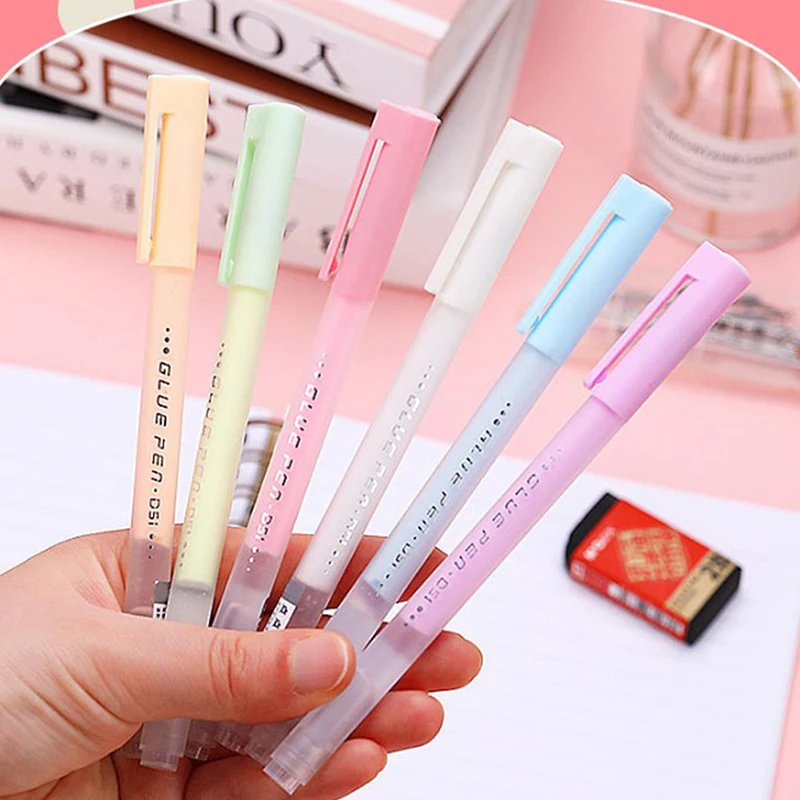 

1pc Solid Glue Stick Pen Shape Candy Color Quick-drying High Viscosity Creative Students Stationery Dot Liner Contact Adhesive