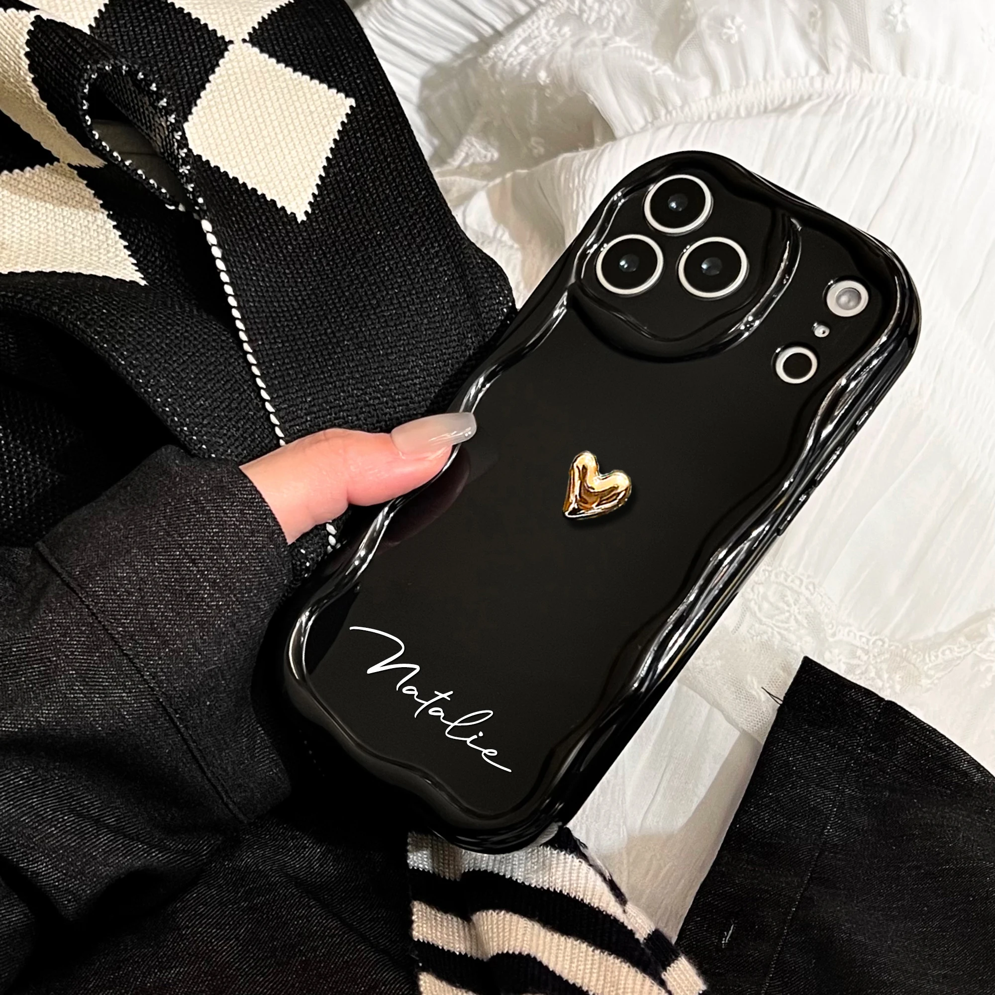 Custom Big Letters Name Burgundy Luxurious Phone Case Gifts For thumbnail 5