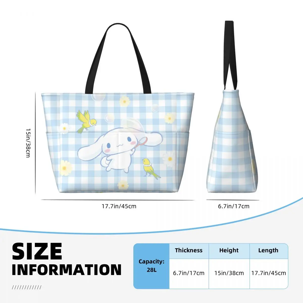 Waterproof Sanrio Cinnamoroll Beach Tote Pool Bags for Women Ladies Extra Large Gym Tote Carry On Bag for Vocation Travel 5