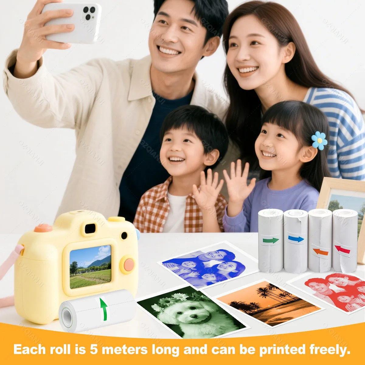 57mm HD Color Thermal Paper White Rolls For Mini Receipt Printer Instant Print Kids Camera Pocket Photo Paper,White Sticker