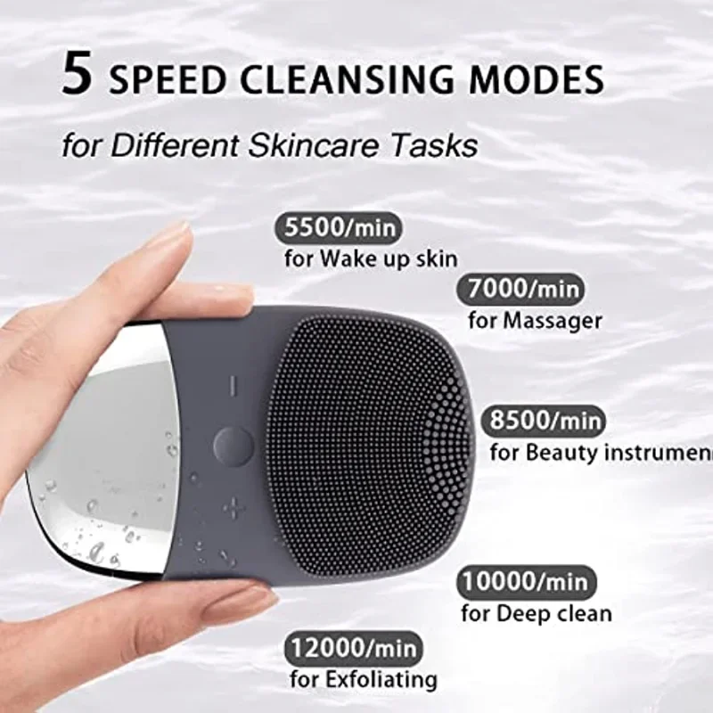 Electric Facial Cleansing Brush Silicone Vibrating Massager Face Scrubber Brush Deep Cleanning Blackhead Remover Exfoliating