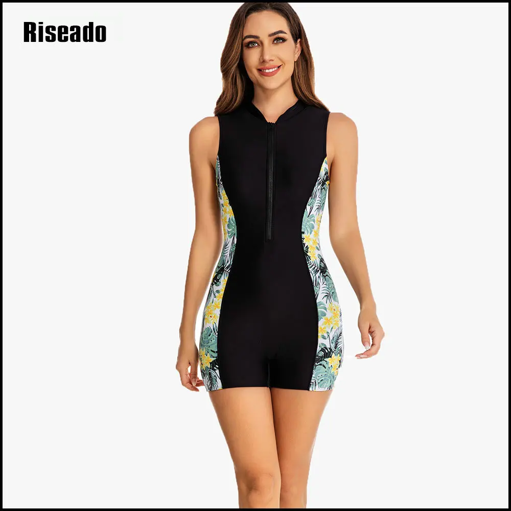 

Sport Rash Guard Swimwear Women 2023 One Piece Swimsuits Black Surfing Suits Swimming Suits for Women Sleeveless (UPF 50+)