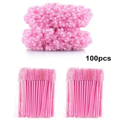 100pcs Disposable Eyelash Brush Wands for Makeup and Extensions (100pcs pink)