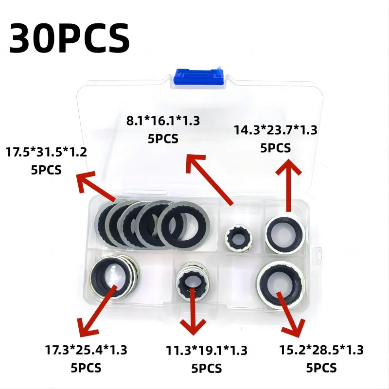 60pieces Sealing Gaskets for Automotive Air Conditioning Systems Compressor Expansion Valve Pipe Head