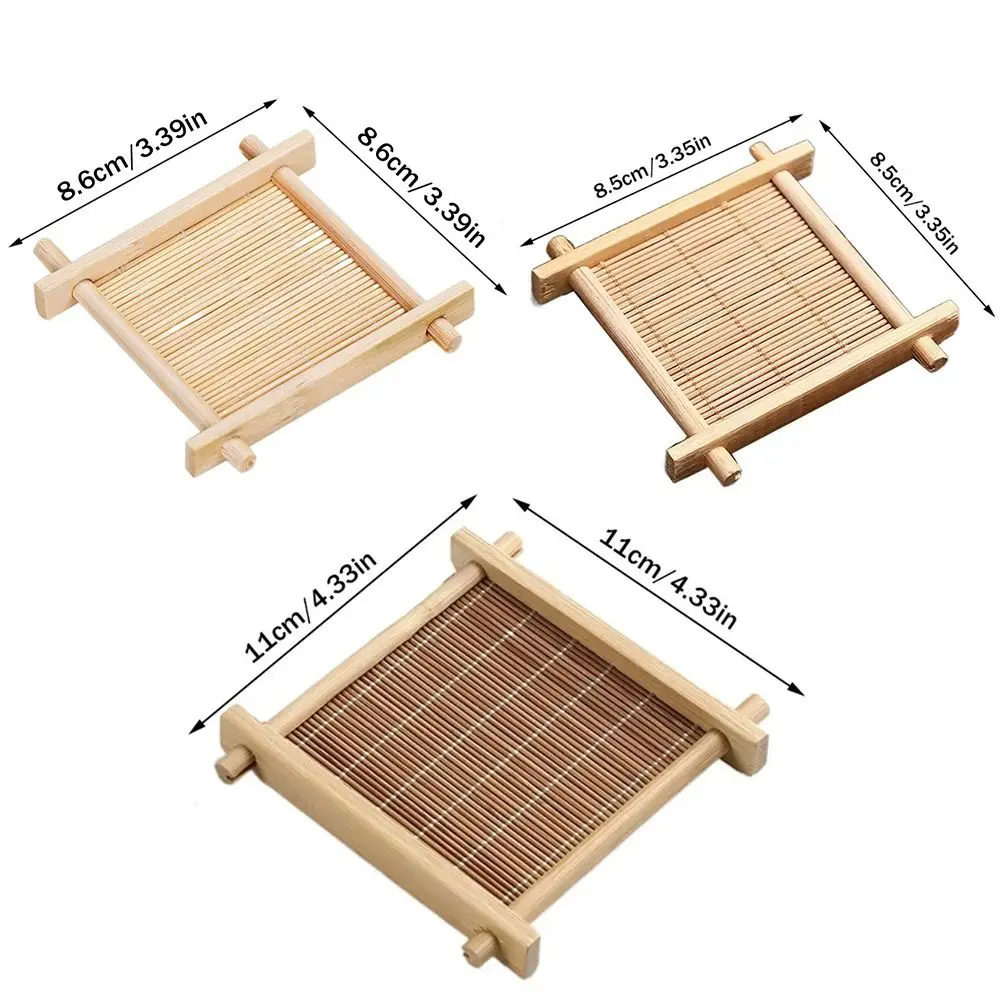 Bamboo Heat Resistant Square Tea Trays Coasters
