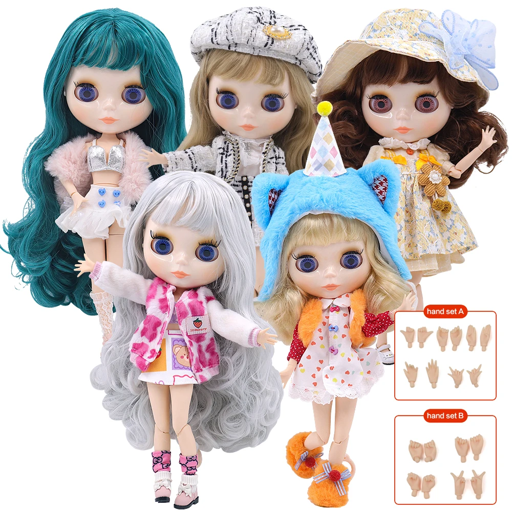 ICY DBS Blyth doll White Skin Glossy face Matte face Joint body with hand set A&B 1/6 bjd suitable diy makeup Special price 2