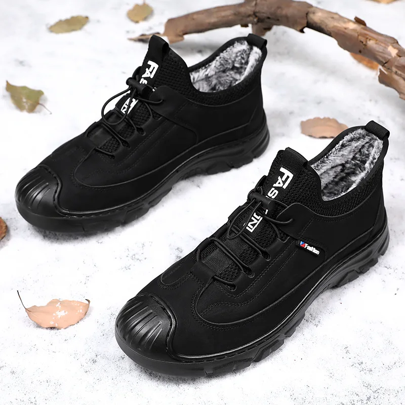 

Winter Fleece Shoes for Men Warm Patchwork Ankle Boots Comfortable Non-slip Men Boots Casual Lightweight Sneakers