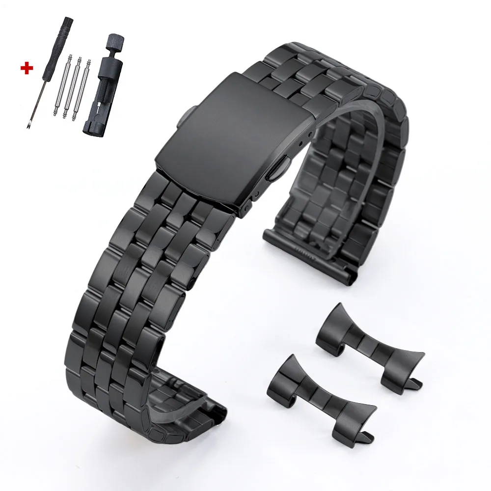 Universal Stainless Steel Metal Watch Band with Folding Buckle - Elegant Bracelet Strap