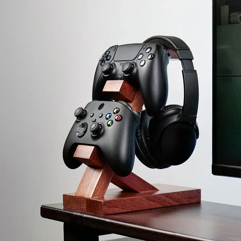 Headphone Handle Solid Wood Hanger Three Layers Gamepad Controller