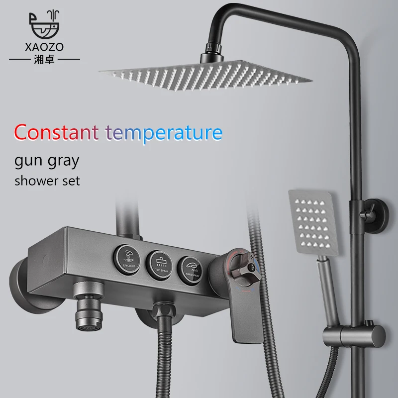 Stainless Steel Bathroom Home Constant Temperature Shower Shower Set BlackGun Grey Pressurized Bathroom Head Bath
