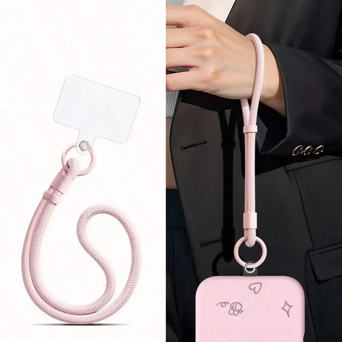 조절 가능한 버클 짧은 로프형 범용 휴대폰 스트랩, 휴대용 물병 홀더, 키체인형 손목 스트랩, 부드러운 패딩 포함