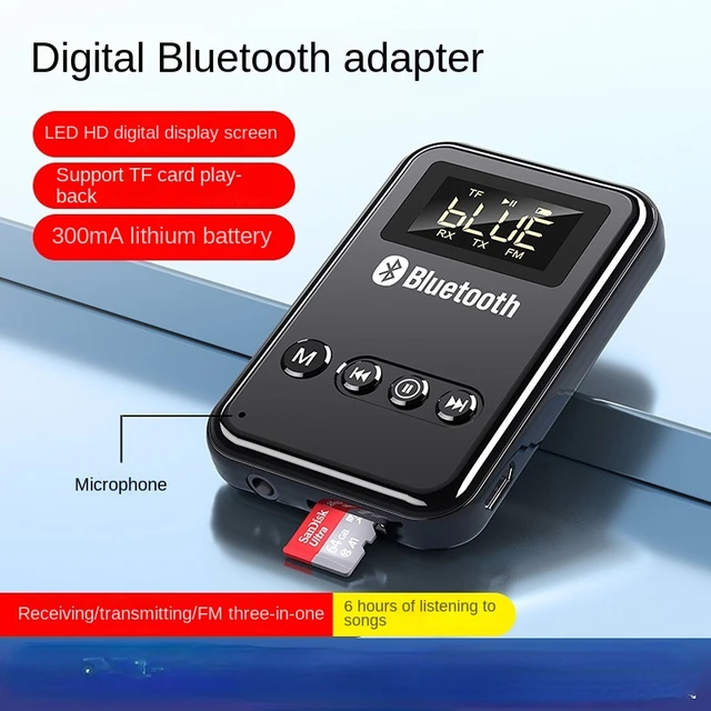 Adaptateur K6 Bluetooth 5.0 récepteur émetteur 4 en 1, carte TF