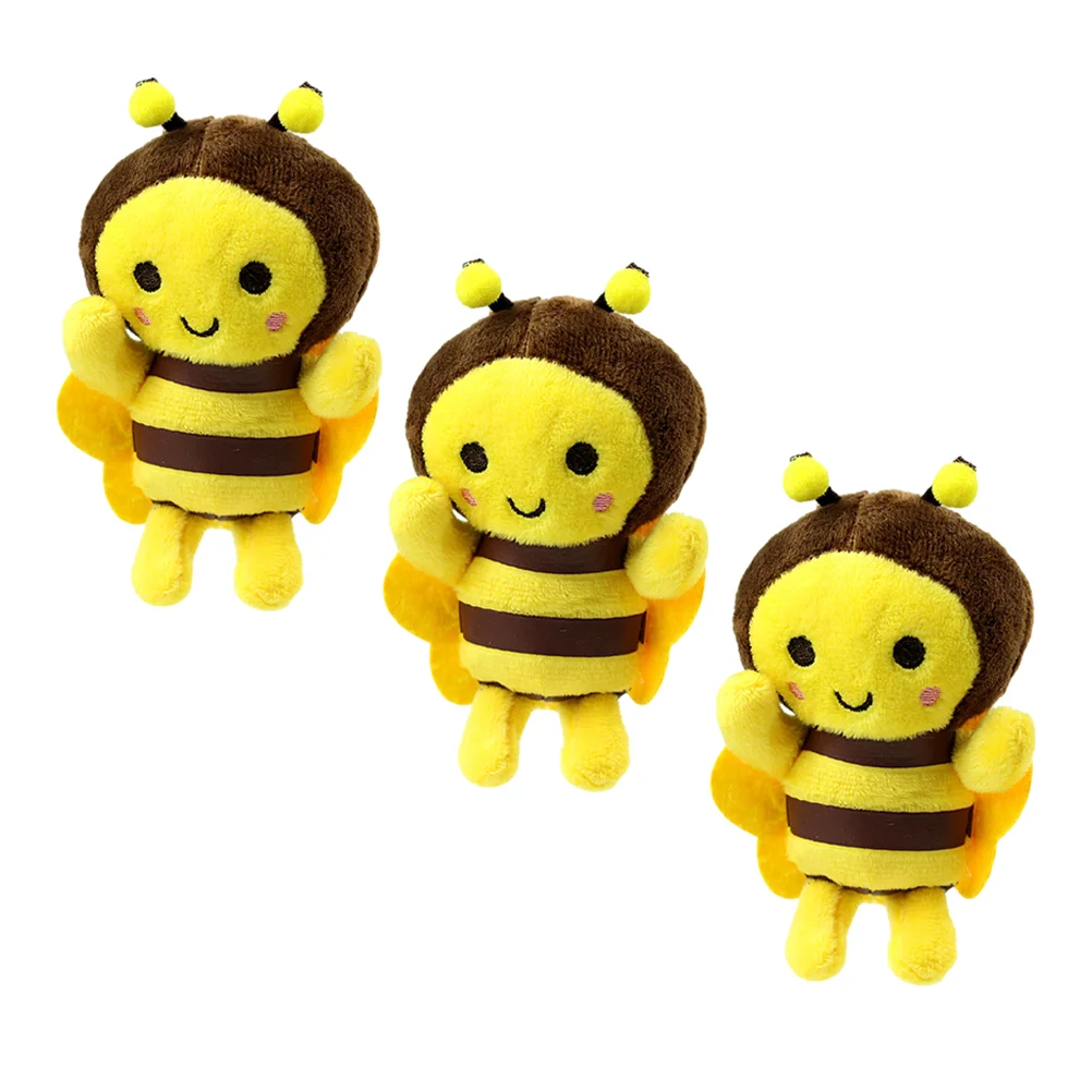 

3 Pcs Little Bee Pendant Plush Key Chain Lovely Stuffed Adorn Wallet Keychain Decorations Pp Cotton Backpack Hanging The