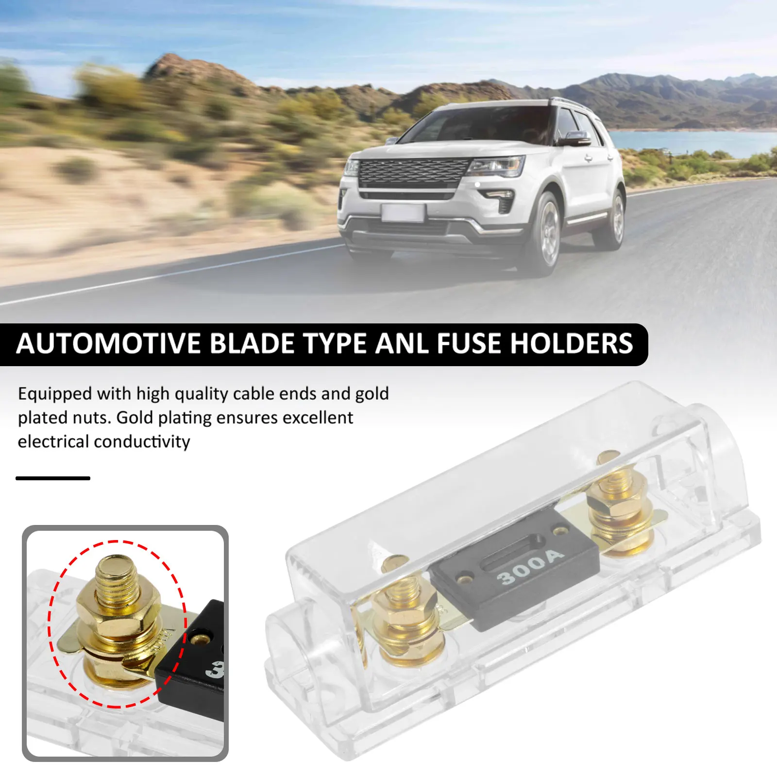 32V Car Blade Fuse Holder Transparent Case ANL Fuse Holder 1/0 /2/4AWG Auto Fuse Block for Car Audio Amplifier Solar System