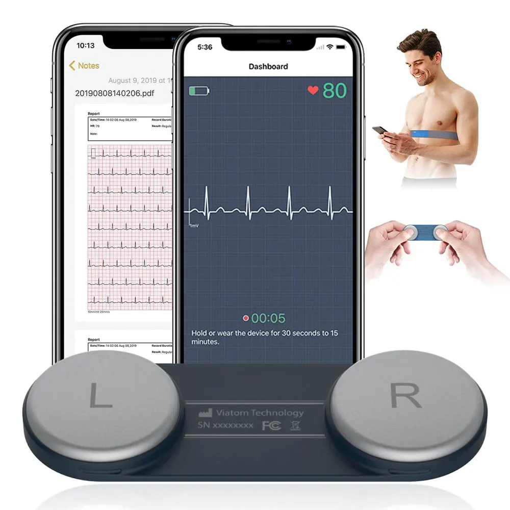 Wearable ECG Holter Heart Monitor Portable ECG Monitoring Bluetooth ECG Heart Health Tracker Free APP PDF Report Home Care