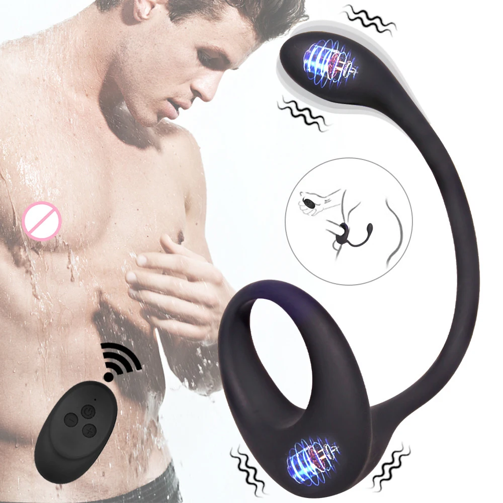 Vibratore Massaggiatore prostatico wireless Telecomando Spina anale Stimolatore anale Anelli di blocco Giocattolo del sesso per me_voghion.com