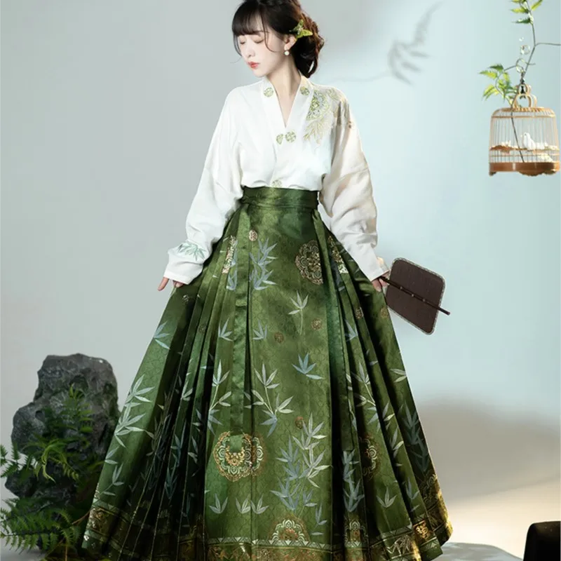 

Ming Hanfu Dress Women's Hanfu Horse Face Skirt Aircraft Sleeve Suit Improved Hanfu Mamian Dress Spring Autumn Presale 15 Days