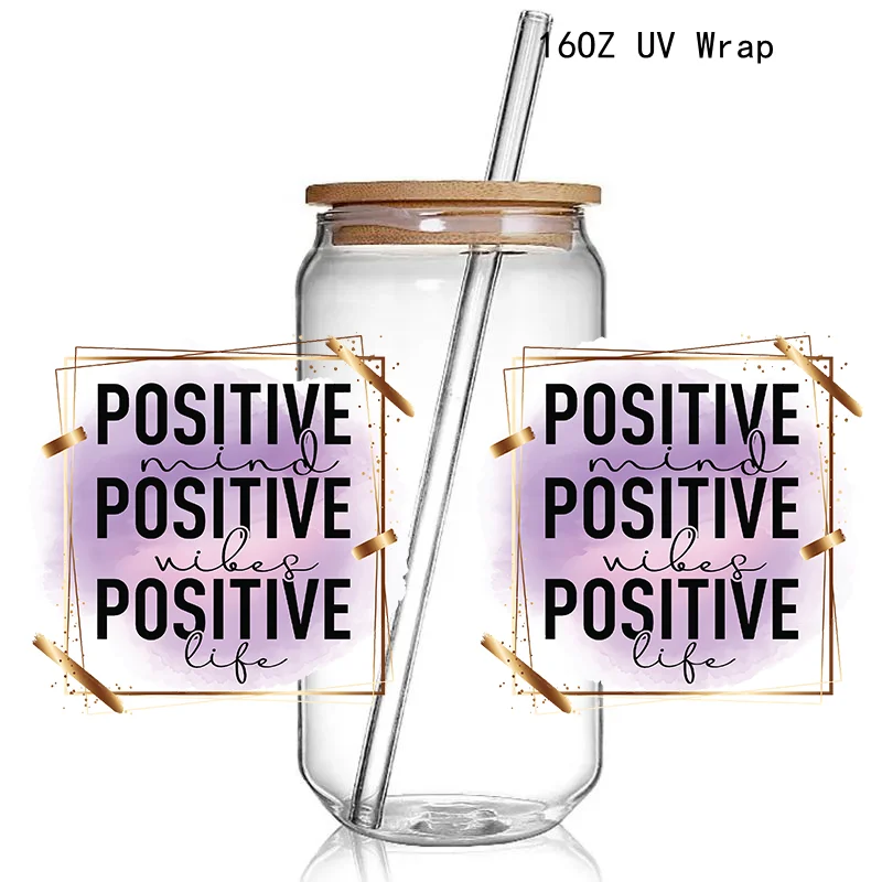 28+ Fashion Trending Daily Inspirtion Design Positive Affirmation 3D UV DTF Cup Wrap Transfers Stickers Mental 16oz Glass Wrap