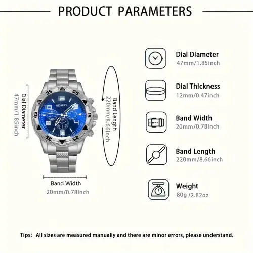 4pcs/1pcs fashionable men's quartz watch - stainless steel strap, round zinc alloy case, electronic sports - Image 5