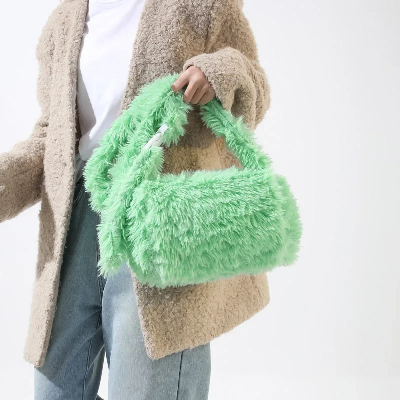 

Candy Color Plush Crossbody Bags for Women Fluffy Faux Fur Bag Winter Warm Women's Handbag Small Phone Flap Female Shoulder Bag