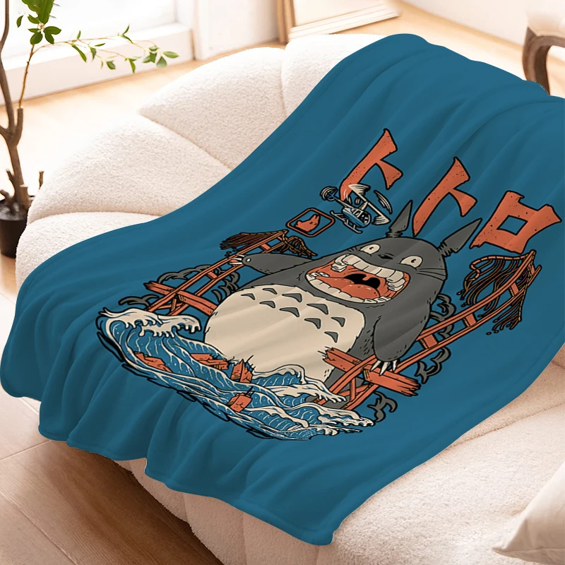 

Camping Blanket Sofa T-Totoros Kawaii Microfiber Bedding Warm Fleece Custom Nap Anime Fluffy Soft Blankets for Winter King Size