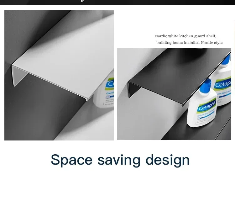 Description Picture 4 of itemBathroom Shelf Wall Mounted Floating Shelf Aluminum Alloy Rack 30-50cm Bathroom Accessories Organizer For Kitchen Shower Room