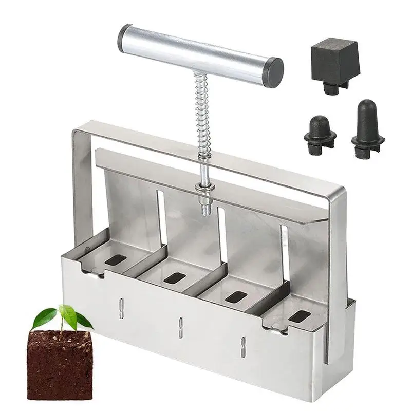 

Soil Blocker 4 Holes Hand-held Manual Quad Soil Blocker 2 Inch Mold Stop Tool Soil Blocking Tool With Comfortable Handle
