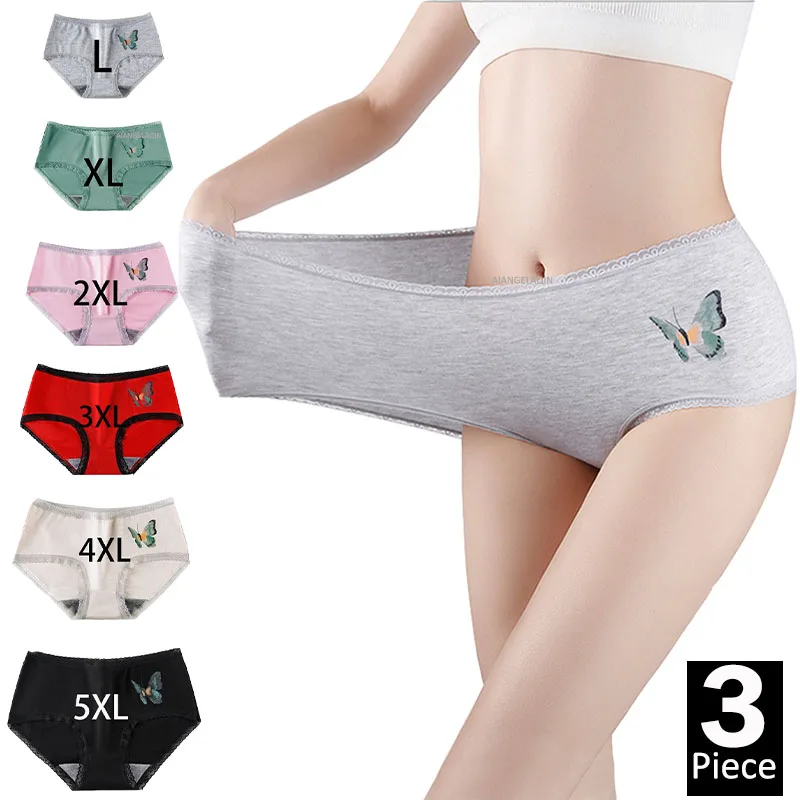 

50-150KG Plus Size Panties Women's Underwear Cotton Briefs for Female Printed Underpant Girls Sexy Lingeries Shorts Panty L-5XL