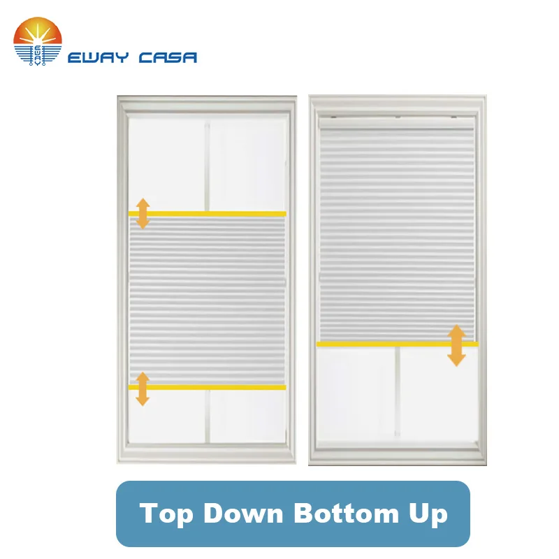 EWAY CASA TopDown Bottom Up 셀룰러 블라인드 무선 홈 장식 벌집 음영 드릴이 없는 블라인드 블랙아웃 블라인드 HCB-TDBU-CL