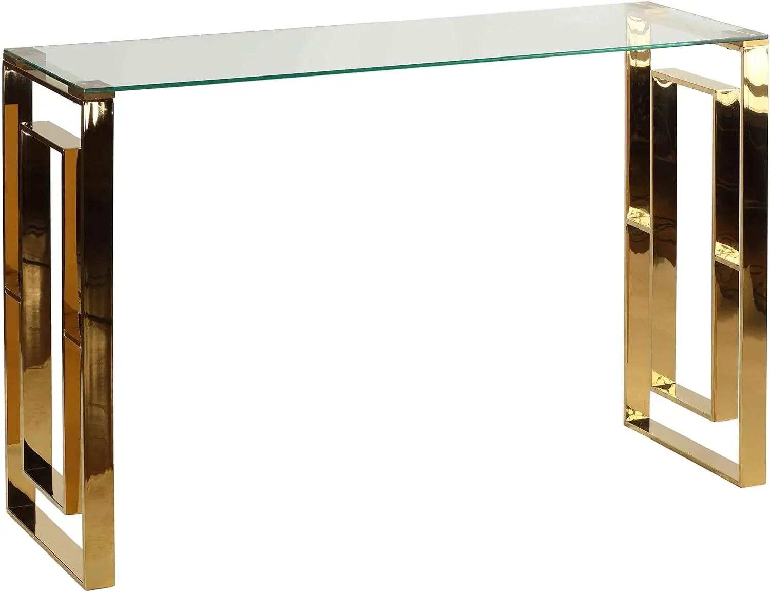 

Laila Console Table Stainless Steel Glass, 47" Wide, Gold,Clear