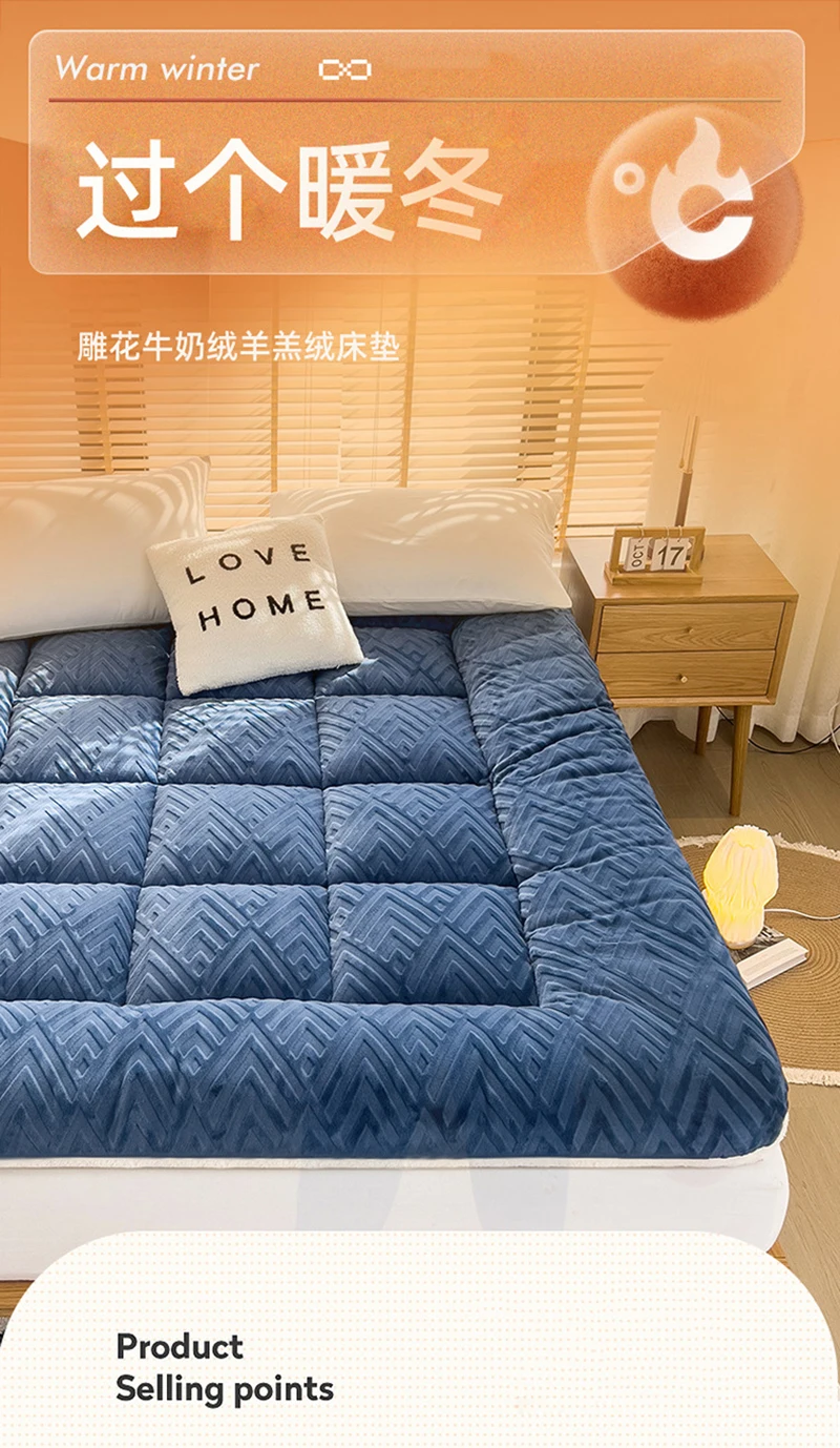 Description Picture 2 of itemLamb Velvet Mattress Thickened Cushion Home Tatami Single Bed Cotton Queen Full Size Bed Mattress Sleeping Pad Sleeping Pad