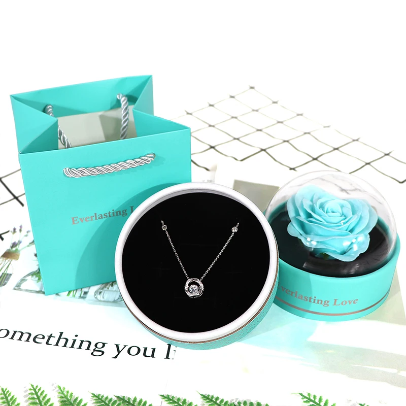 Eternal Rose Flower Gift Box For Anniversary Birthday Mother's Valentine's Day Party Jewelry Ring Earrings Necklace Storage Box