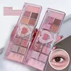 12Colors Love Heart Pink Eyeshadow Palette Natural Cool Tone Low Saturation Matte Eye Shadow Pallet Brown Korean Makeup Cosmetic 1