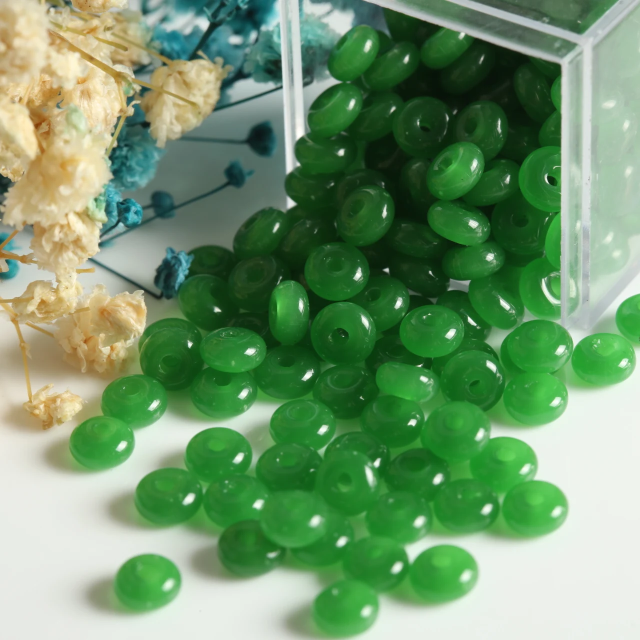 400pcs Deep Sea Blue Transparent Abacus Glass Beads for Handmade Jewelry Crafting