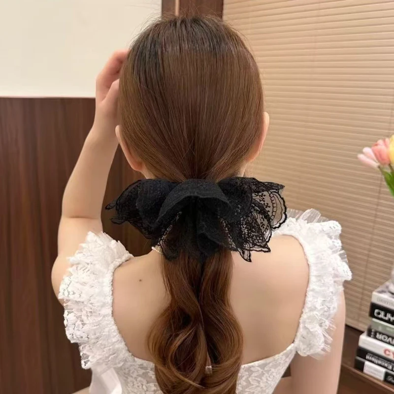 Women's Elegant Lace Double-Layer Hair Scrunchies - Sweet and Fashionable Kawaii Accessories