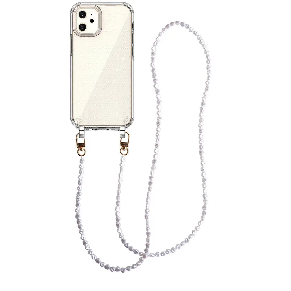 IrregularPearlBeadsChainPhoneCasesforiPhones1415ProMax11X