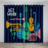 Music Stage Electric Guitar Shelf Drum Instrument Design Sunshade Curtains Living Room Bedroom Home Decoration Thin Curtains 3