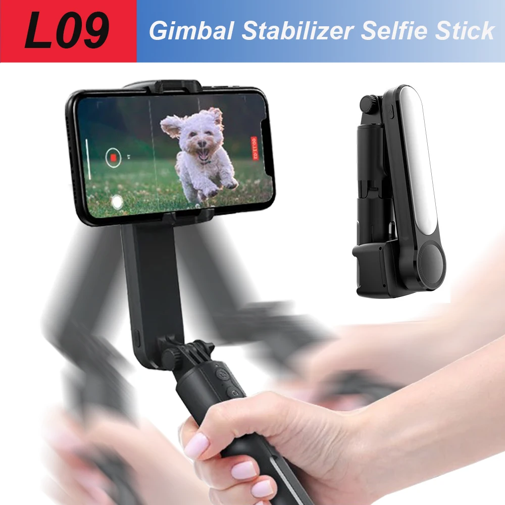 

Selfie Stick Gimbal Stabilizer with Fill Light & Wireless Remote, Portable Phone Holder, Balance 1-Axis Gimbal for Smartphones