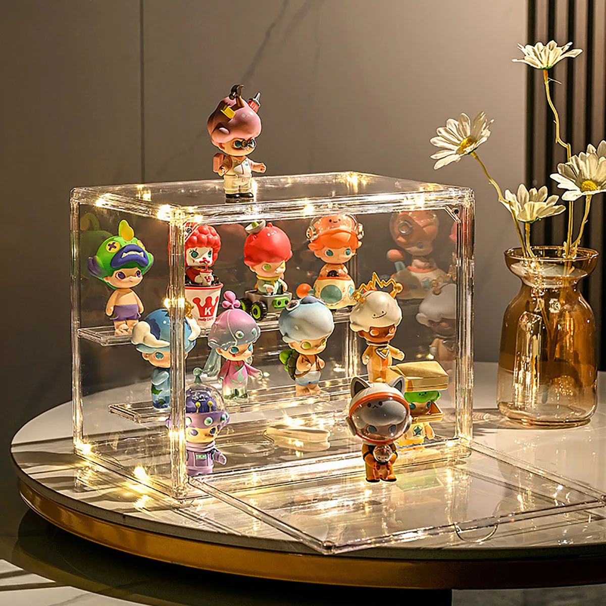 1pc Three Layer Acrylic Display Rack Transparent Ladder Handmade Anime Car Model Blind Box Storage Box Jewelry Sorting Box 4