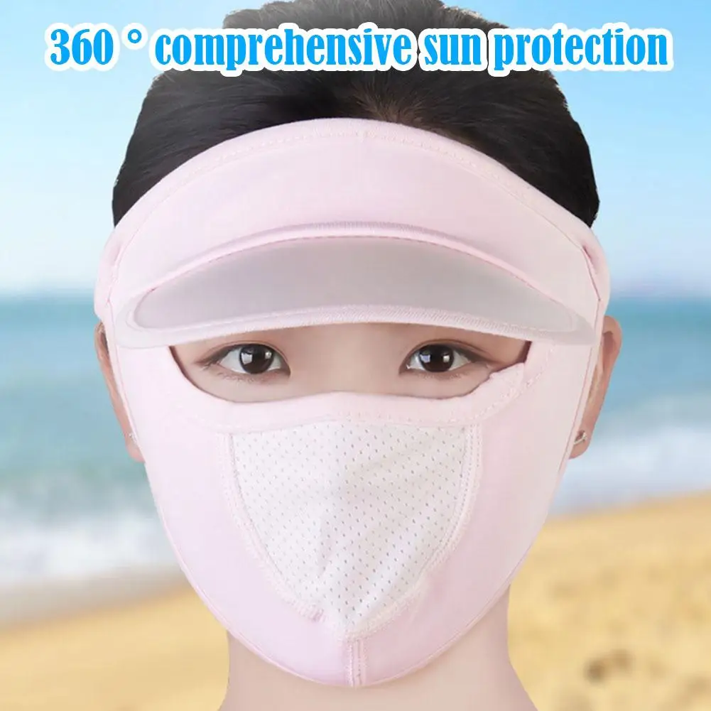 Ice Silk Mask for Outdoor Cycling UV Protection Breathable Face Cover With Brim Quick-drying Hanging Ear Headband Hat Mask