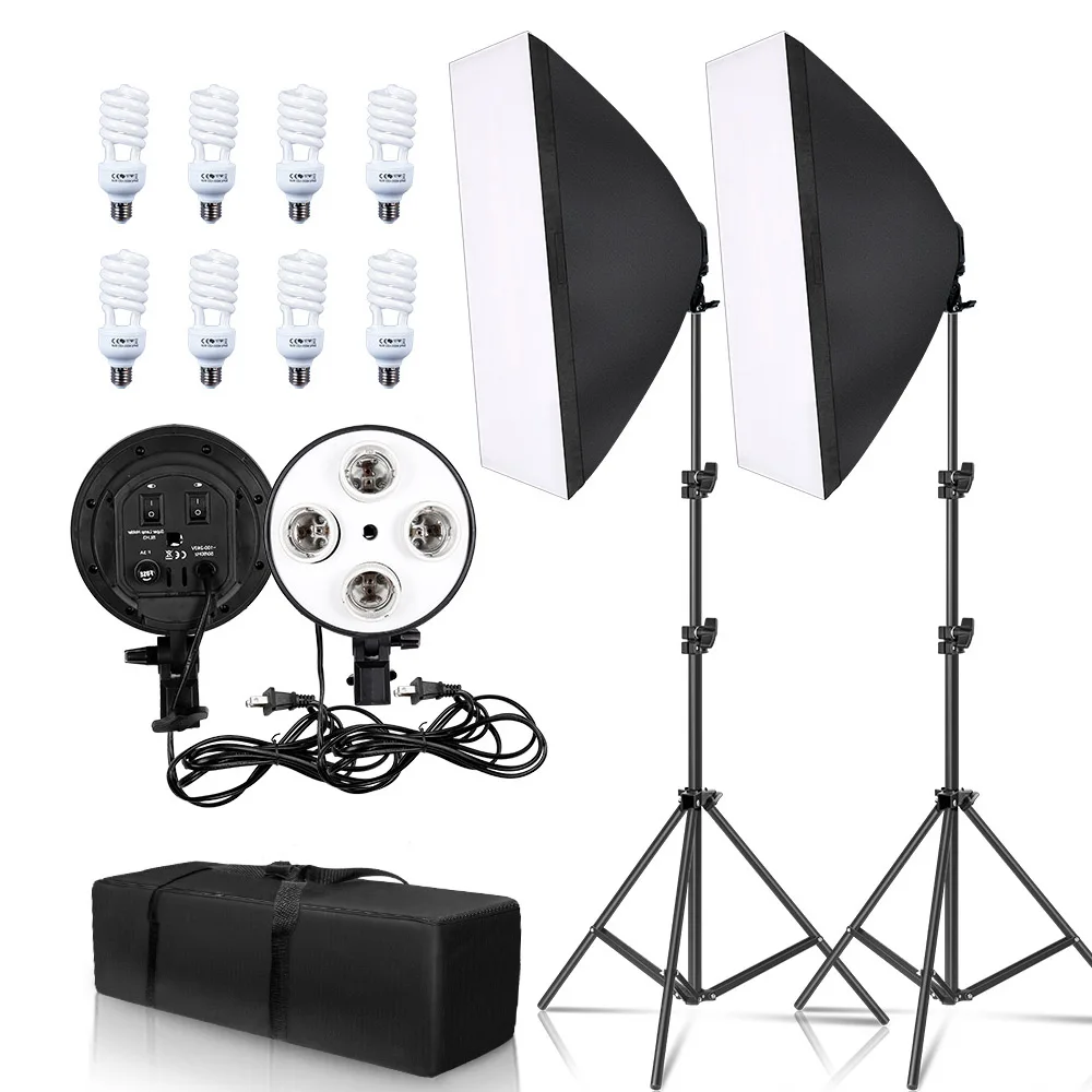 Softbox SH Photography Lighting Kit Four Lamp Softbox Kit 50x70CM Soft Box Equipment E27 Base For Photo Studio Kit Shooting