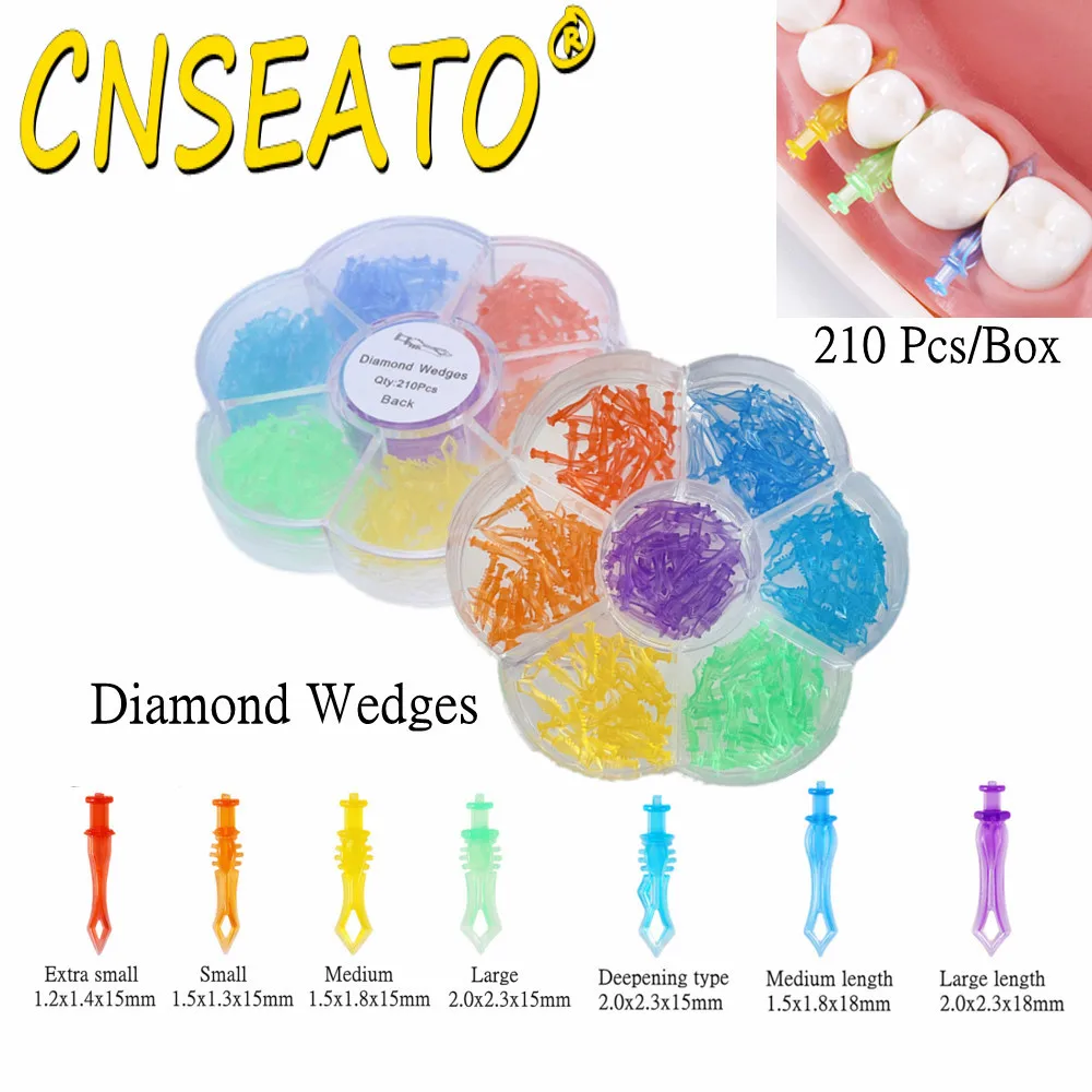 210pcs Dental Diamond Wedges Plastic Matrix Adaptive Interdental