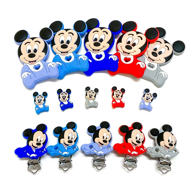 Baby Disney Mickey Minnie Clip Soother Teether DIY Dummy Chain Holder Nursing Jewelry Toy Clips 1/3/10pcs