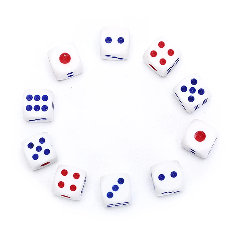 10Pcs Six Sided Square Opaque 10mm D6 Dice Portable Table Games Tool