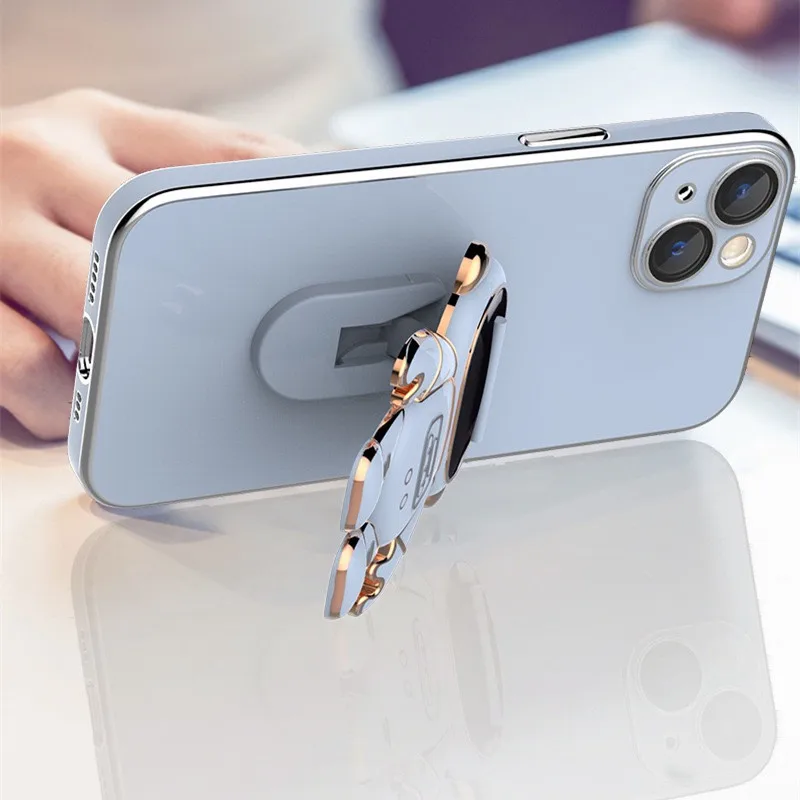 Samsung S22 Ultra S21 FE S20 S10 Plus Kaplama Astronot Katlanır Telefon Tutucu Yumuşak TPU Kapak A53 a73 a33 5 İçin Telefon Kılıfı_voghion.com